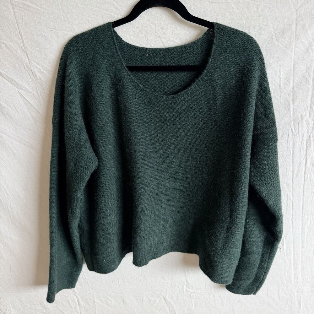 Peruvian Connection 100% Royal Alpaca Sweater Green Knit Pullover L/XL - Picture 2 of 11